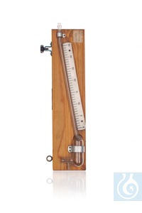 Manometer acc. to Krell, 0-35 mm water column, with scale, mounted on wooden plate with foot,...